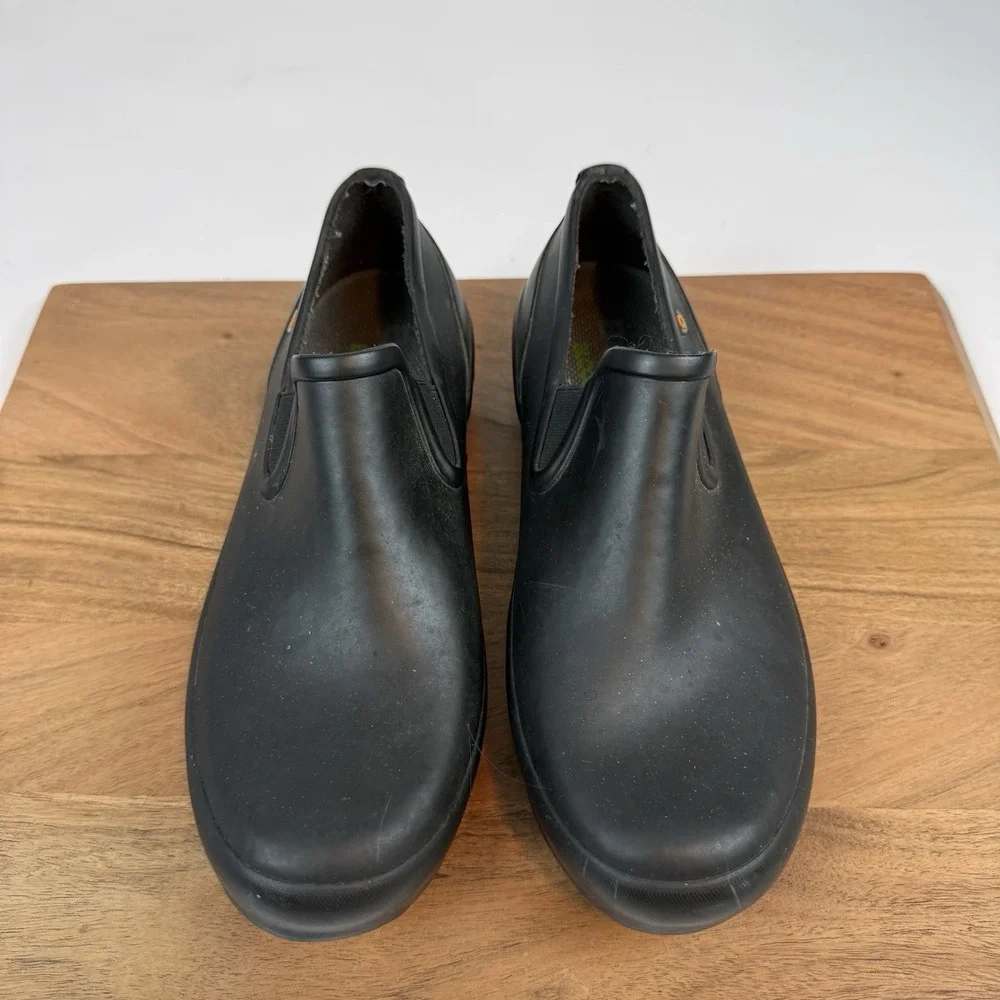 Womens Bogs‎ Patch Slip On Solid Black Waterproof Garden Rain Shoes Size 9 M